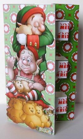 Double Pop Out Card - Elves Making Teddies by Margaret McCartney