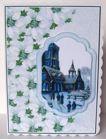 Shaped Christmas Topper - Church Scene by Margaret McCartney