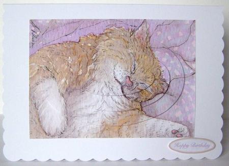 Cat Nap Oval Pyramage by Margaret McCartney