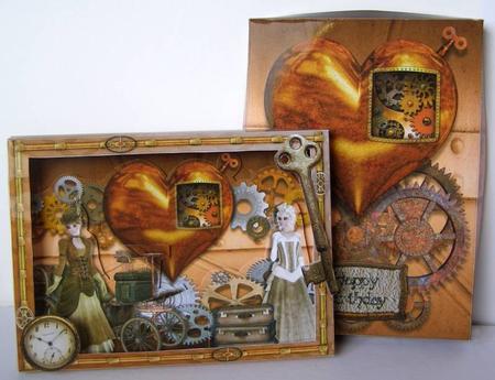 My Clockwork Heart 3D Frame Box Card Kit by Margaret McCartney