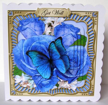 Butterfly & Roses Round Edged Pyramage & Decoupage by Margaret McCartney
