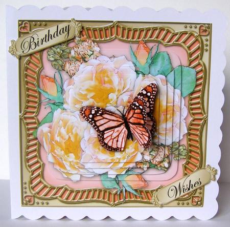 Roses & Butterfly Round Edged Pyramage & Decoupage by Margaret McCartney