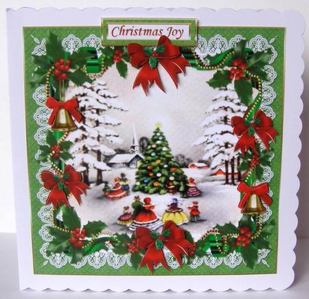 8x8 Vintage Christmas Around the Village Tree by Margaret McCartney