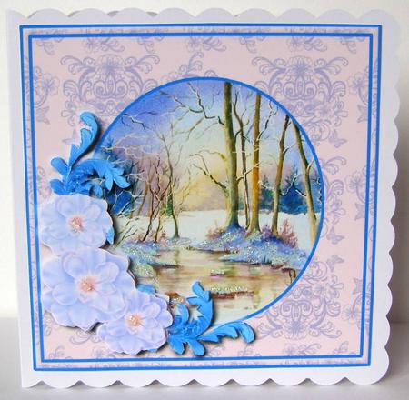 Winter Reflections with Flowers and Swirls Decoupage by Margaret McCartney