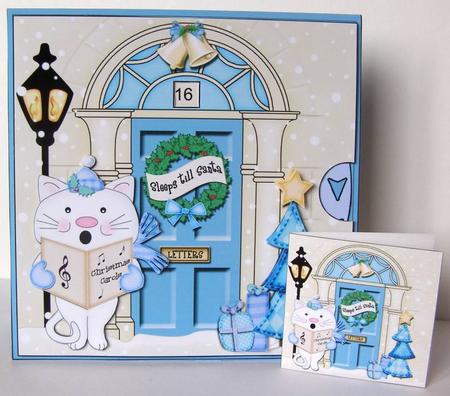3D Singing Cat Christmas Door Countdown Animated Card by Margaret McCartney