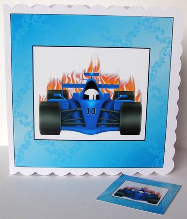 Blue Race Car Topper by Margaret McCartney