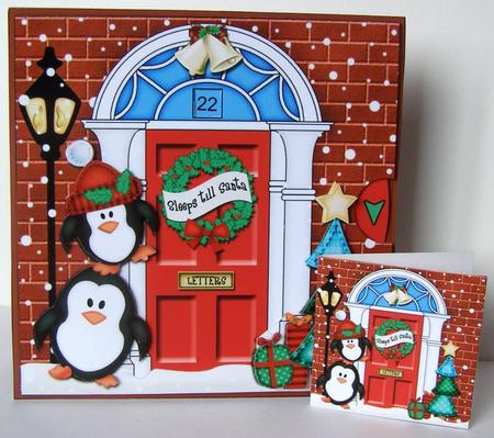 3D Penguins Christmas Door Countdown Animated Card by Margaret McCartney
