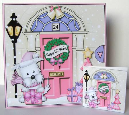 3D Westie Dog Present Christmas Door Countdown Animated Card by Margaret McCartney