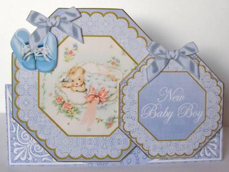 Blue New Baby Boy Double Octagon Card Kit by Margaret McCartney
