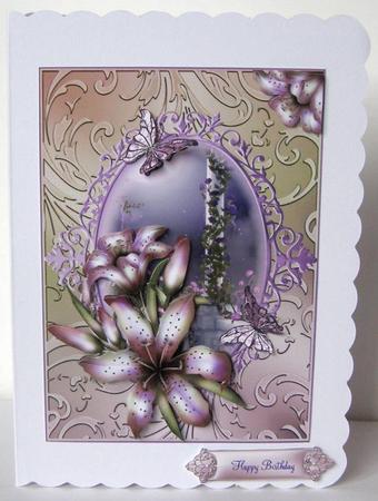 Beautiful Lily Flutters Shimmering Card Front by Margaret McCartney