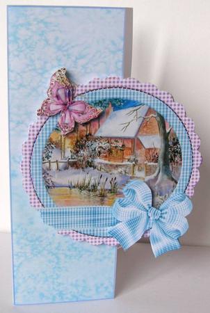 Woodland Cottage in Snow. Over the Edge Mini Decoupage Kit by Margaret McCartney