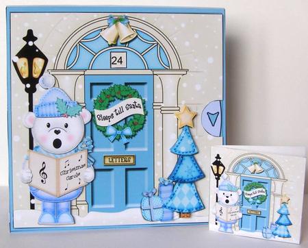 3D Singing Teddy Ed Christmas Door Countdown Animated Card by Margaret McCartney