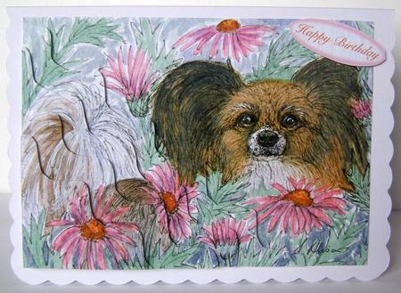 Papillon Butterfly Dog Hiding in the Daisies Wavy Corner by Margaret McCartney