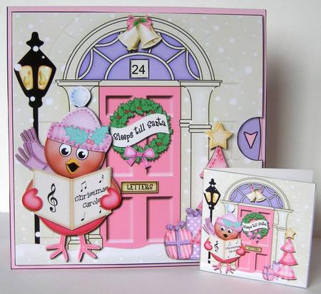 3D Singing Robin Christmas Door Countdown Animated Card by Margaret McCartney