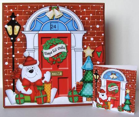 3D Polar Bear's Presents Xmas Door Countdown Animated Card by Margaret McCartney