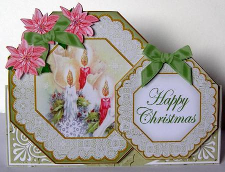 Candle Trio Happy Christmas Double Octagon Card Kit by Margaret McCartney