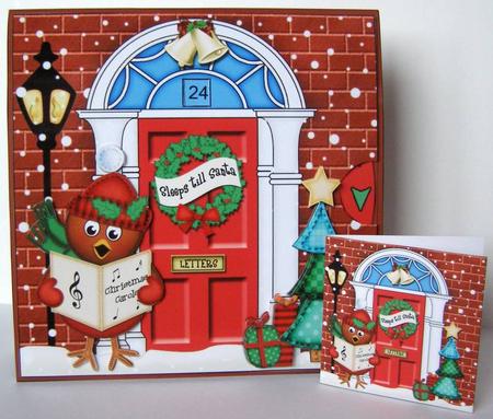 3D Singing Robin Christmas Door Countdown Animated Card by Margaret McCartney