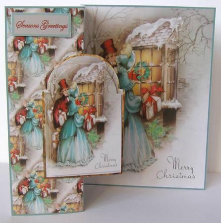 Visitors at Christmas No Hole Fold Back Card by Margaret McCartney
