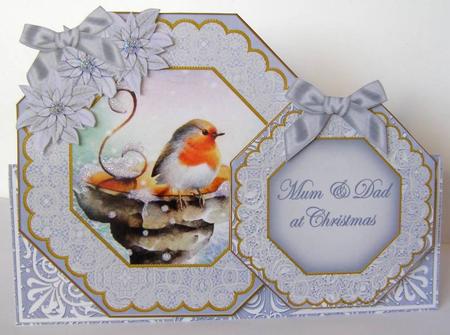 Blue Robin Mum & Dad Double Octagon Card Envelope Kit by Margaret McCartney