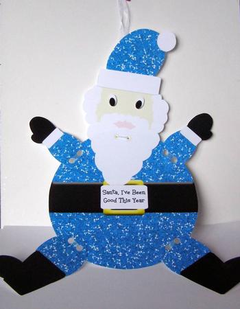 Hanging Mobile Bubbly Blue Santa by Margaret McCartney