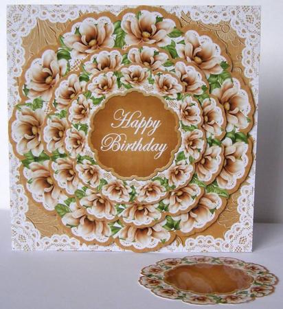 Vintage Tea Magnolia Happy Birthday 3D Doily Card Mini Kit by Margaret McCartney