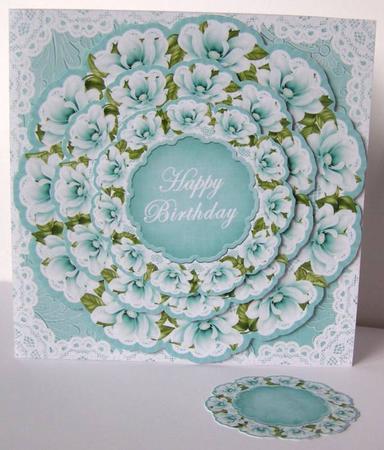 Teal Magnolia Happy Birthday 3D Doily Card Mini Kit by Margaret McCartney