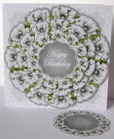 Silver Magnolia Happy Birthday 3D Doily Card Mini Kit by Margaret McCartney