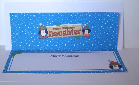 Xmas Daughter Penguins Signpost Large Dl Matching Insert by Margaret McCartney
