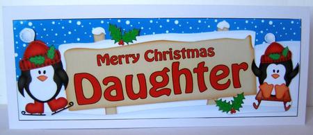 Xmas Daughter Penguins Signpost Lge Dl Easicut Decoupage by Margaret McCartney