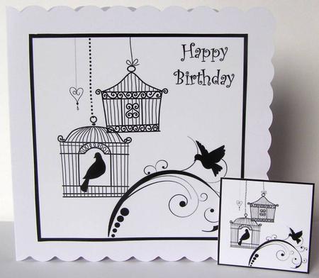 Birdcages 8x8 Black and White Square Topper Sheet by Margaret McCartney