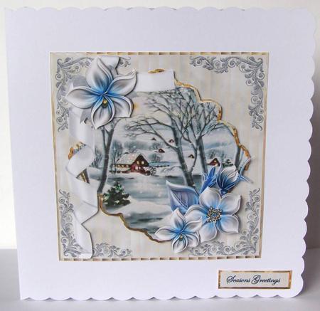 Blue Blue Christmas Card with a Topper by Margaret McCartney