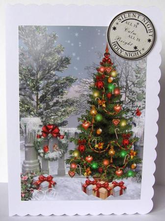 Beautiful Christmas Tree on a Snowy Balcony by Margaret McCartney