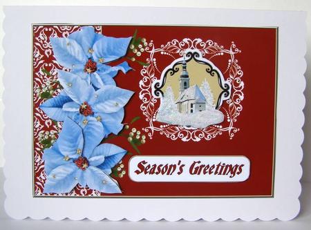 Poinsettias and Church by Margaret McCartney