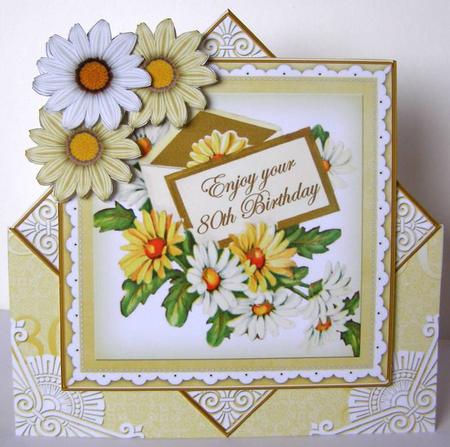 Lemon Daisy 80th Birthday Diamond Card Mini Kit by Margaret McCartney