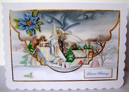 Church at Christmas Mock Envelope Card by Margaret McCartney
