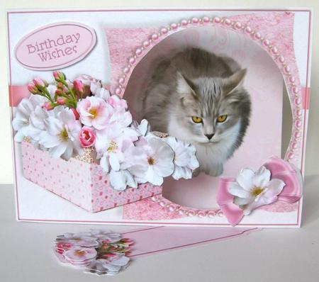 Kittens & Flower Baskets Aperture Minikit -griselda the Grey by Margaret McCartney