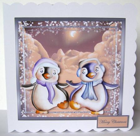 Penguin Friends Card with Decoupage by Margaret McCartney