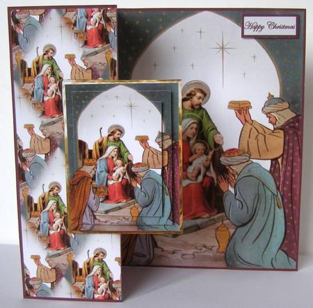 Three Kings Bring Gifts No Hole Fold Back Card by Margaret McCartney