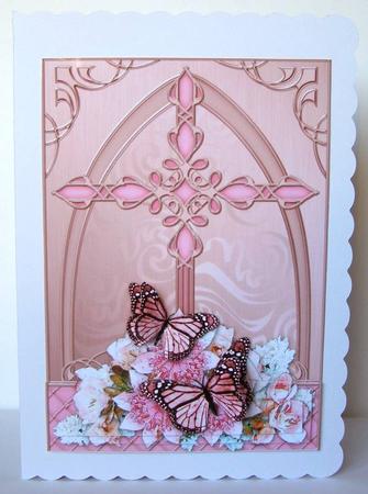 Fancy Cross Pretty Flowers Butterfly Pyramid & Decoupage by Margaret McCartney
