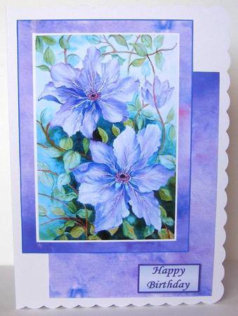 Blue Clematis Topper and Background by Margaret McCartney