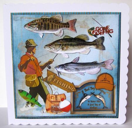 Male Card Gone Fishing 2 by Margaret McCartney