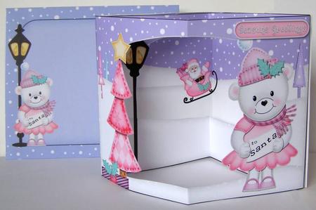 3D Teddy Tess Christmas Open View Card Kit by Margaret McCartney