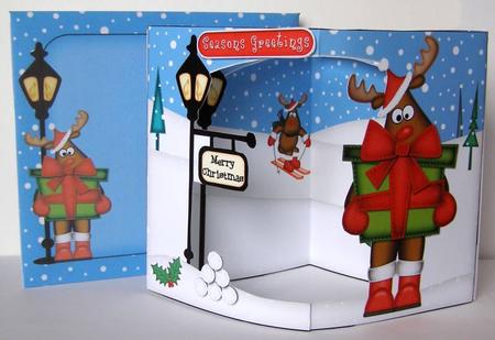 3D Rudolph's Present Christmas Open View Card Kit by Margaret McCartney