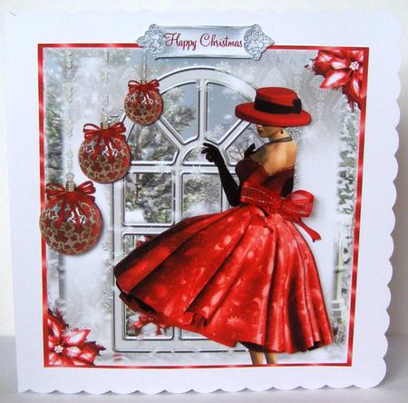Grace by the Christmas Window in Red by Margaret McCartney