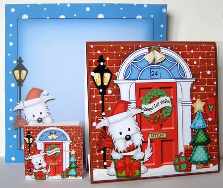 3D Westie Dog's Present Xmas Door Countdown Animated Card by Margaret McCartney