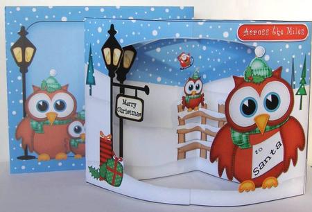 3D Hoot & Little Hoot Owls Christmas Open View Card Kit by Margaret McCartney