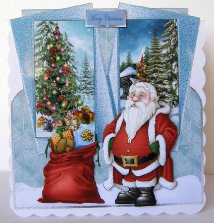 Santa is Ready for Work Over the Edge Card by Margaret McCartney