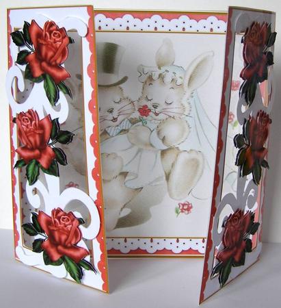 Dpink Love Bunnies Fancy Swirl Gatefold Card & E Kit by Margaret McCartney