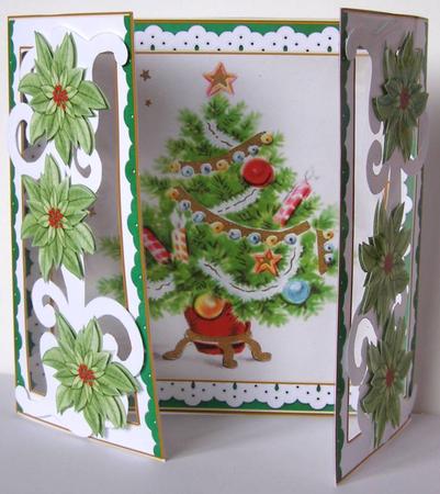 Elegant Tree Green Fancy Swirl Gatefold Card & E Kit by Margaret McCartney