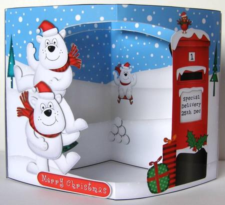 3D Polar Bears Christmas Open View Card Kit by Margaret McCartney